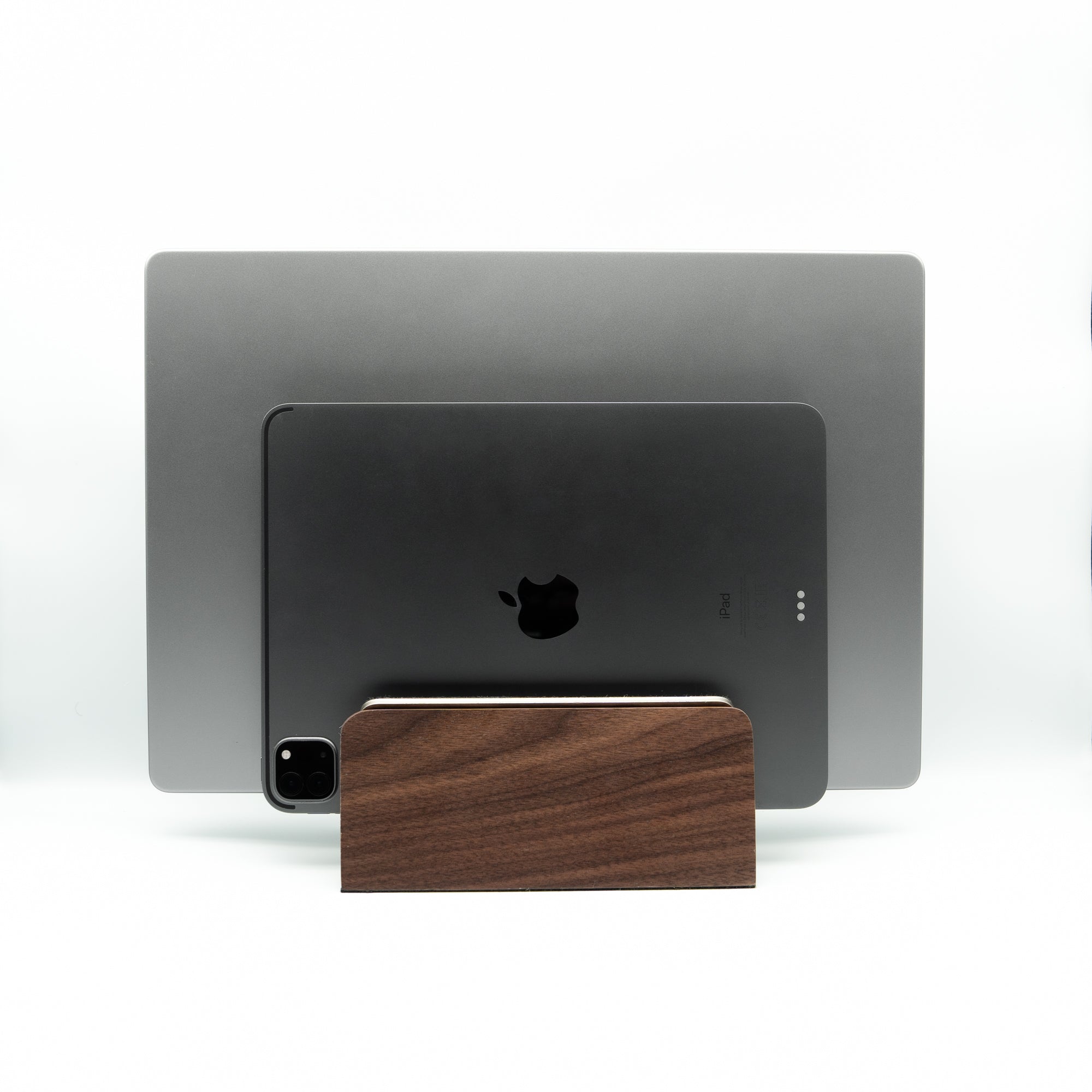 Vertical Laptop Stand | Adjustable | Walnut