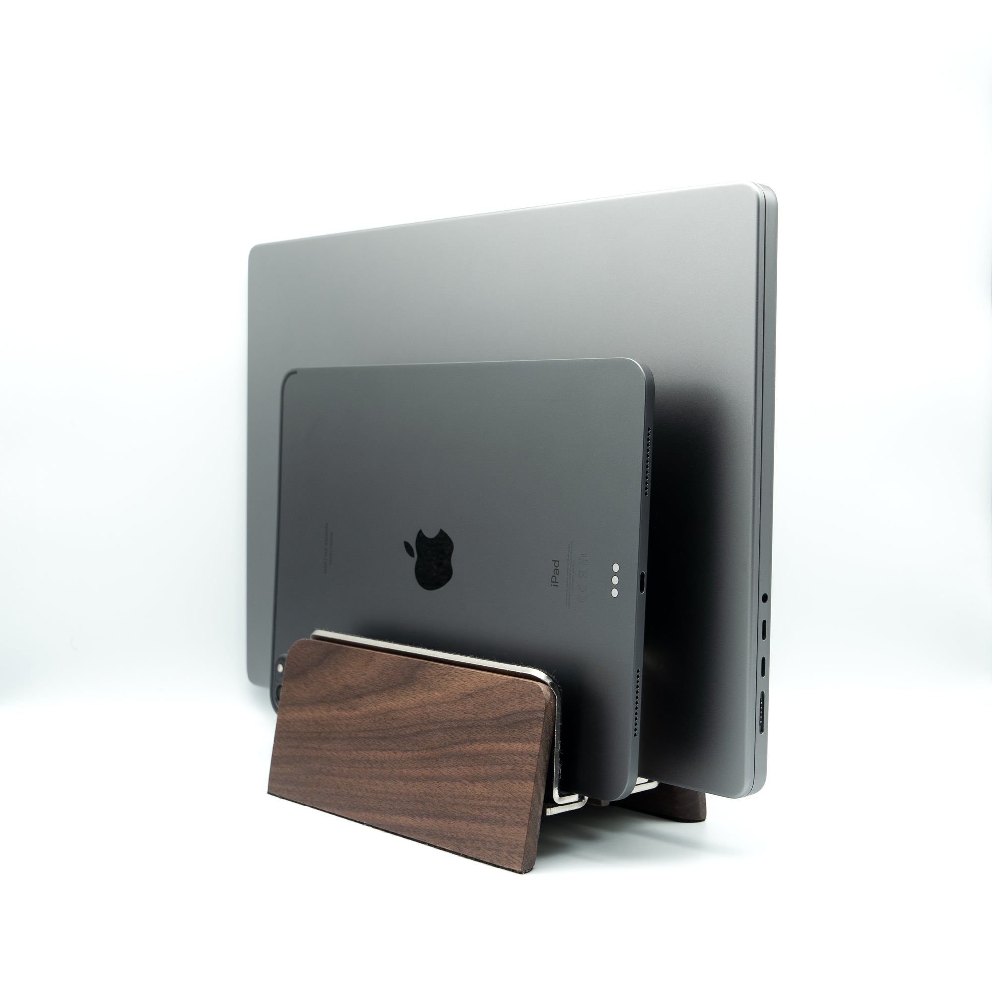 Vertical Laptop Stand | Adjustable | Walnut